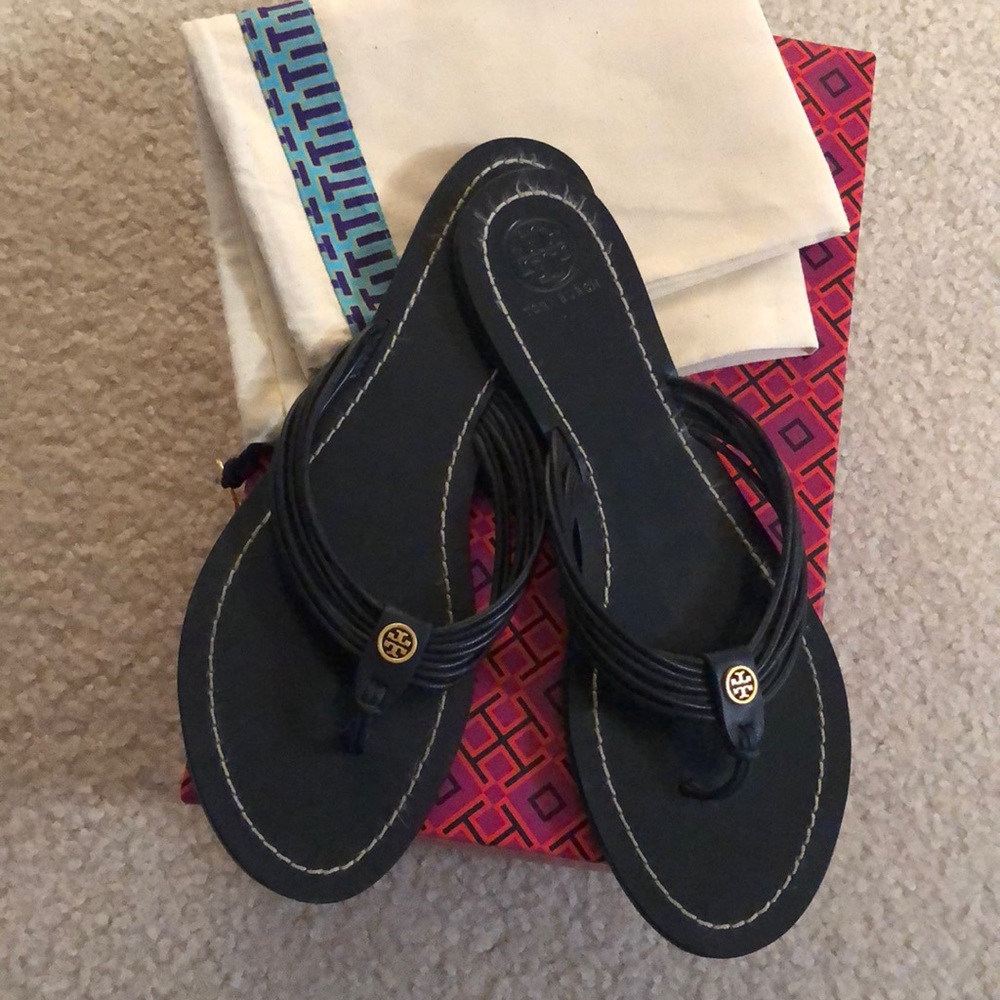 Tory Burch navy sandals/flip flops
